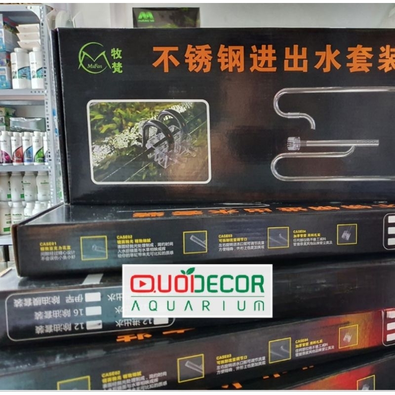 Bộ In Out Inox lọc váng Mufan, out xoay 360 độ Fi12/Fi16 + Kẹp Mica Cố Định Ống - In Out inox lọc th