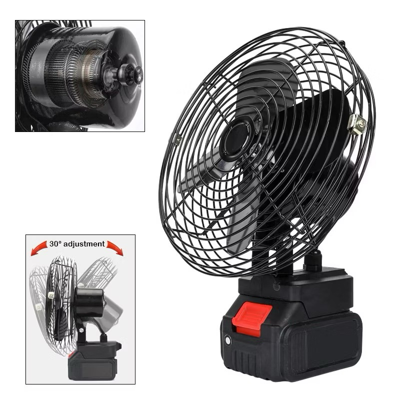 KM quạt chạy pin Makita 8 inch, quạt tích điện sài chung pin Makita 14,4v - 21v