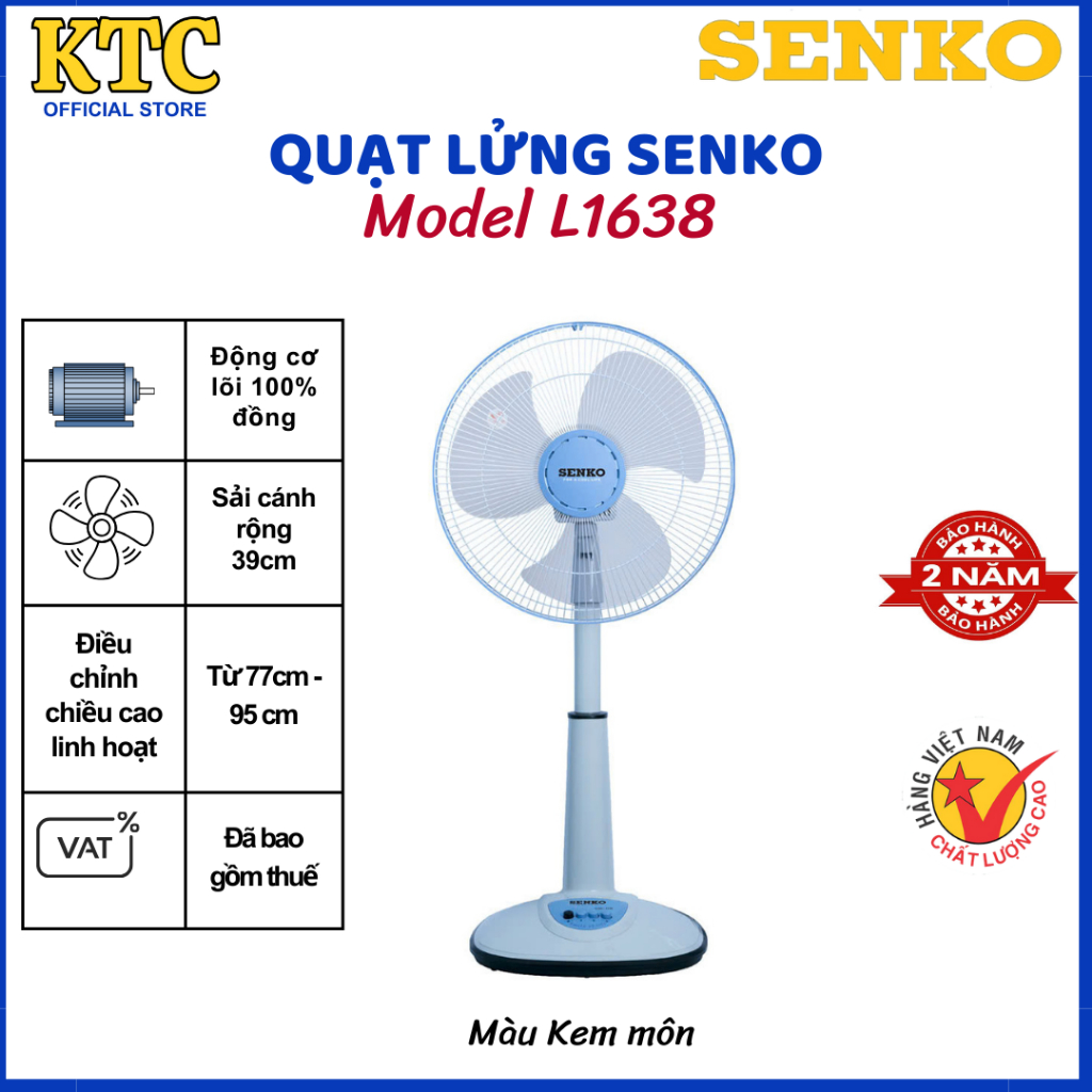 Quạt đứng Senko L1638 - Chính hãng - Bảo hành 24 tháng