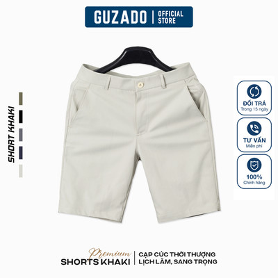 Quần Short Nam GUZADO Vải KaKi Cao Cấp Dày Dặn, Form RegularFit Cạp Cúc Lịch Sự, Sang Trọng GSR16-GCSK25S001