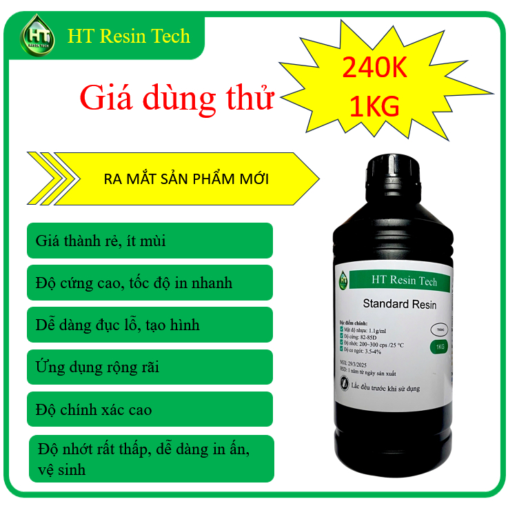  Nhựa in 3d Resin Standard Resin Cứng Giá rẻ chuyên dụng cho in mô hình chi tết kĩ thuật 
