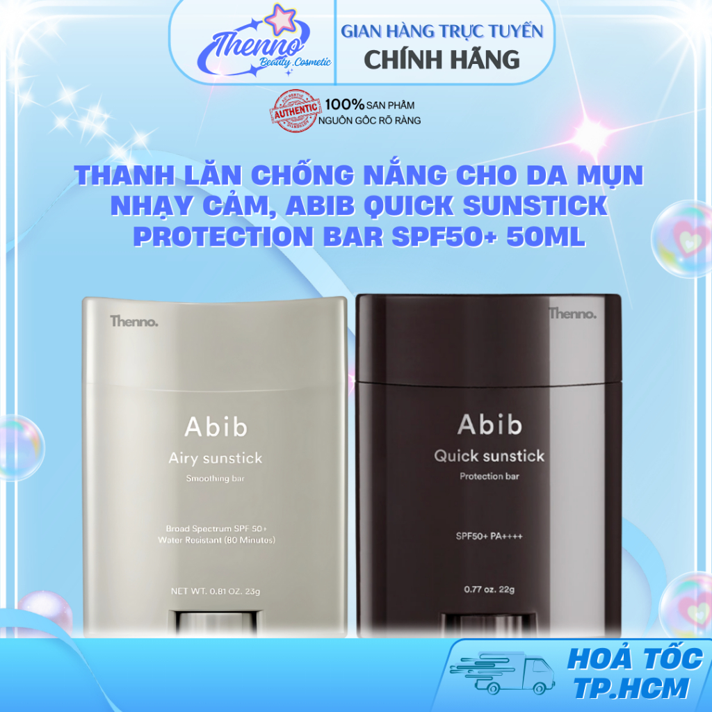 Thanh Lăn Chống Nắng Cho Da Mụn Nhạy Cảm, Abib Quick Sunstick Protection, Airy Sunstick Smoothing Bar SPF50+ 50ml