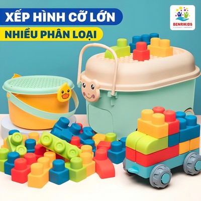 Bộ Đồ Chơi Xếp Hình Bằng Nhựa Nguyên Sinh Nhiều Chi Tiết To Chắc Chắn, Đồ Chơi Toy Lắp Ráp Tháo Lắp Cho Bé Sáng Tạo