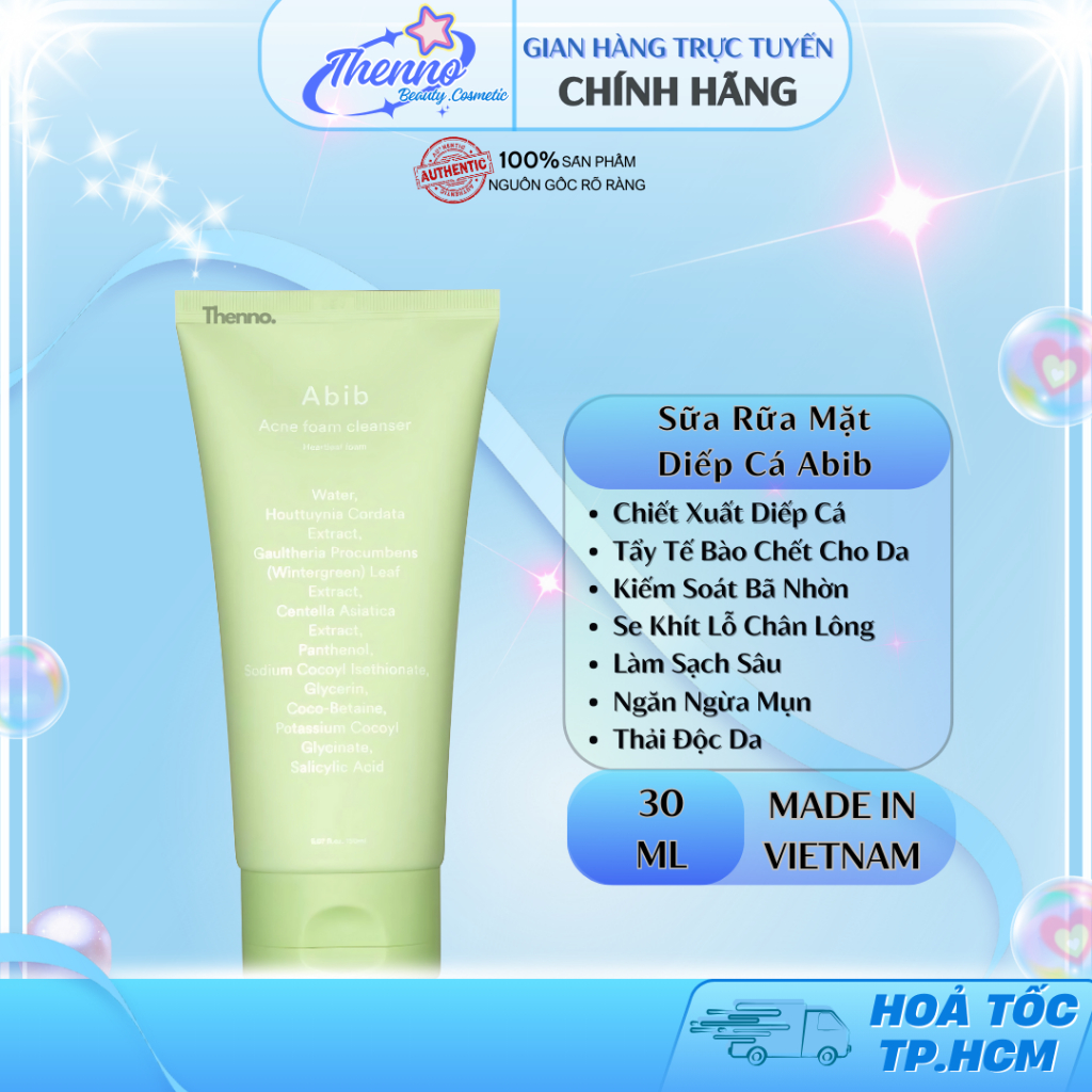 Sữa Rữa Mặt Tạo Bọt Chiết Xuất Diếp Cá Abib Acne Foam Cleanser Heartle 150ml Hàn Quốc