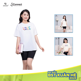 Bộ Mặc Nhà Nữ Mùa Hè Lửng SAVANI, Bộ Mùa Hè Chất Vải Cotton USA Cao Cấp, Thiết Kế Chữ Trước Ngực Trẻ Trung WBK370S4