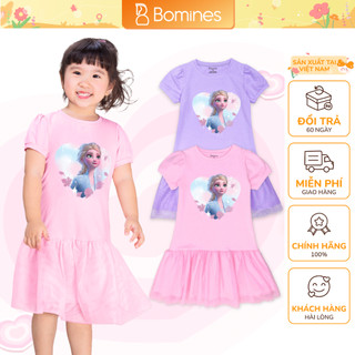 Váy bé gái Elsa BOMINES tay phồng phối voan lưới điệu đà cho bé từ 3- 10 tuổi khoảng 14- 30kg DTNELSATIMTAYPHONG
