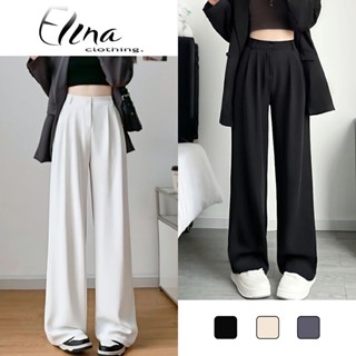  Quần Âu Nữ Ông Suông Cạp Cao 1 Cúc Chất Gold Hàn Mềm Mịn Quần Vải Ống Rộng Dáng Dài Công Sở 