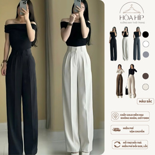 Quần vải ống suông cạp cao nữ chất gold siêu mềm nhẹ 1 khuy phong cách công sở siêu hách dáng