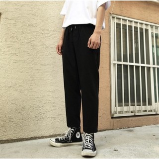 PANTS ROPE đen - quần dài kaki lưng thun vải dày khô CHUỘT TRẮNG