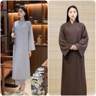 Áo tràng phật tử nữ Thiên Di - Áo lam phật tử, áo choàng đi chùa chất vải kate hàn trơn D21