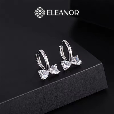 Bông tai nữ chuôi bạc 925 Eleanor Accessories hình nơ đính đá phụ kiện trang sức khuyên tai 9753