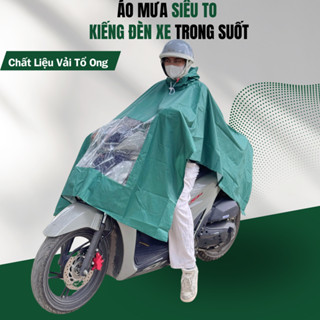 Áo Mưa Đi Xe Máy 1 Người  Cánh Dơi Choàng Max Size  Vải Dù Tổ Ong Cao Cấp Chống Nước Có Kiếng Đèn Xe