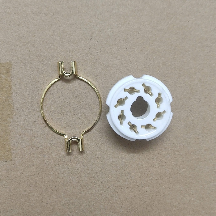 G03 Đế đèn 8 chân gắn chassic, có đai dùng cho đèn EL34, KT88, 6550 (01 cái)