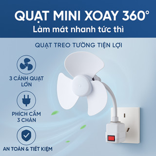 Quạt Mini Treo Nhà Vệ Sinh Xoay 360 Độ, Quạt Đui Xoáy E27 Treo Tường Nhà Bếp Nhà Tắm, Quạt Cắm Điện Để Bàn Tiện Lợi
