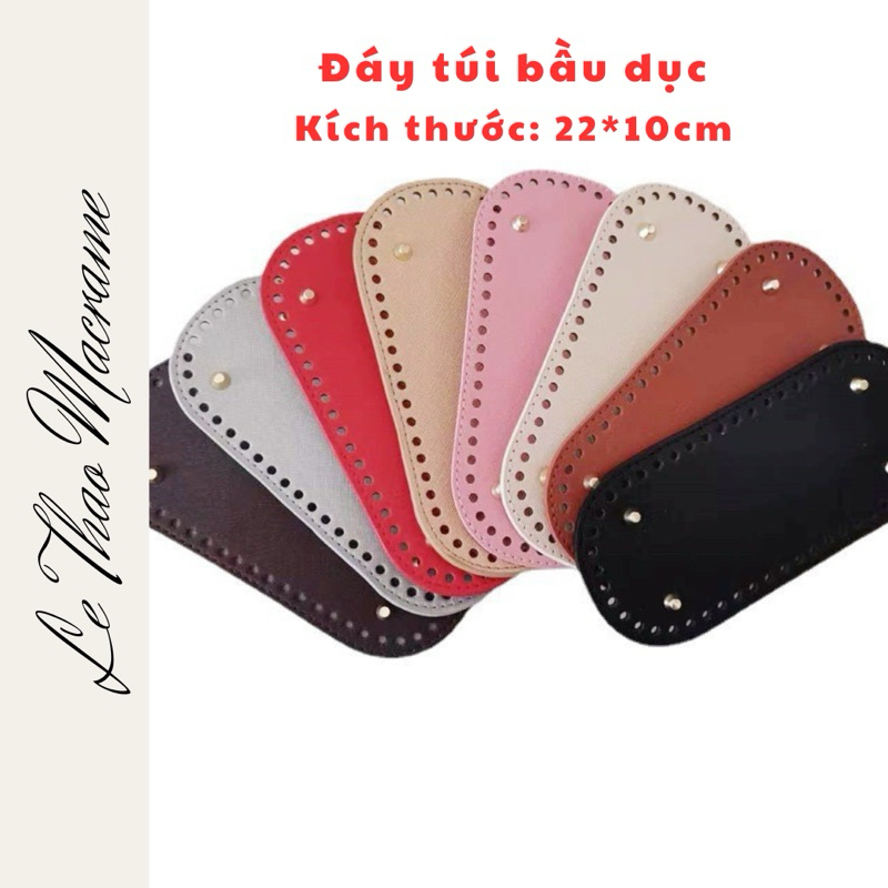 [ 22*10cm]-Đế Túi, Đế Da Làm Túi Hình Bầu Dục Da PU Chất Lượng Cao Có Lỗ Handmade, DIY Kích Thước 22