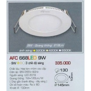 [CHÍNH HÃNG]Đèn led panel Anfaco AFC-668/608-9W
