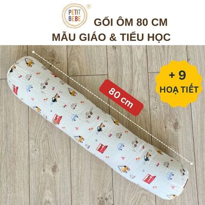 Gối ôm dài 80cm cho bé mẫu gíao tiểu học PETIT BEBE muslin thấm hút thoáng khí