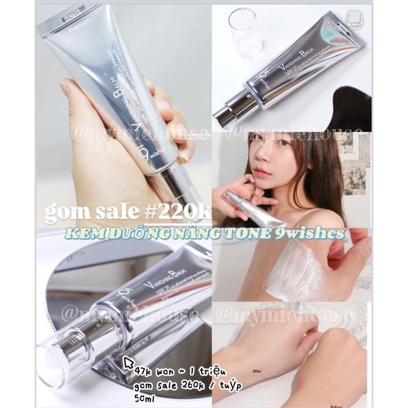 Kem dưỡng trắng nâng tone 9WISHES Premium Tone Up Vanising BAlm