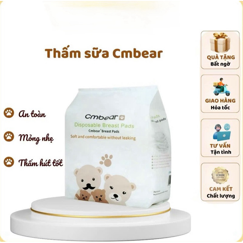 Miếng Lót Thấm Sữa Siêu Thấm CMBEAR ( Bịch 108 miếng)