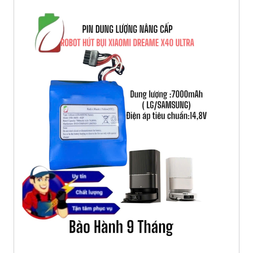 PIN ROBOT HÚT BỤI XIAOMI DREAME X40 ULTRA ,CHUẨN 7000MAH LG/SAMSUNG BẢO HÀNH 9 THÁNG