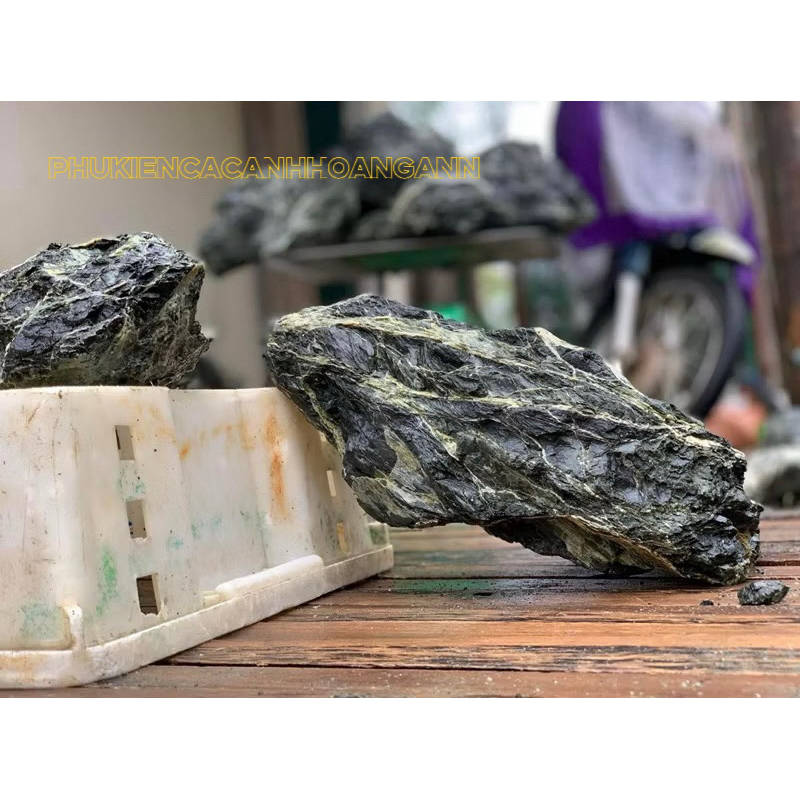 Đá Nham Xanh Siêu Vân (1kg) Trang Trí, Setup Bể Thuỷ Sinh, Trang Trí Bể Cá