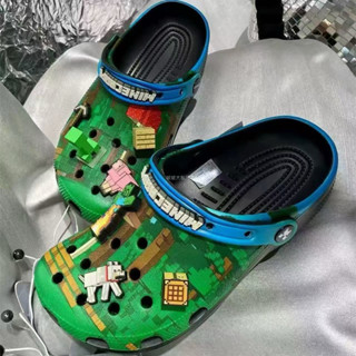  Tặng full 8 charm 4D Dép cá sấu MineCraft có 1 đèn phát sáng cho bé đế mềm êm chân - Hàng chính hãng  - kikidoo 