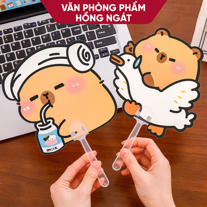 Quạt cầm tay hình Capybara cute dễ thương, quạt nhựa mini mùa hè thiết kế độc đáo đẹp làm quà tặng cho học sinh QT44