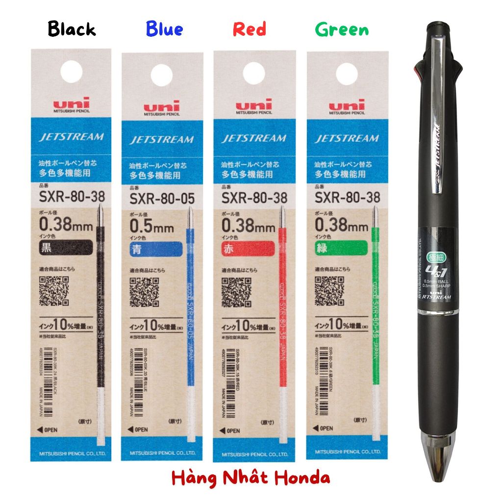 Ruột Ngòi Bút Bi Thay Thế Uni Mitsubishi Jetstream SXR-80-38 SXR-80-05 SXR-80-07 SXR8038K SXR8005K S