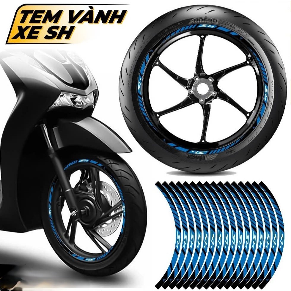 Tem Vành Phản Quang Dán Xe SH  , Decal Vành Mâm SH 150i 125i 350i 2022 2023 2021 2020 2019 2017
