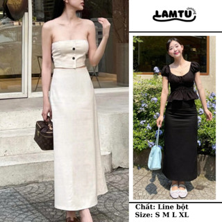 Chân váy LINEN THÔ dáng dài 88cm có lót trong Lâm Tú Store