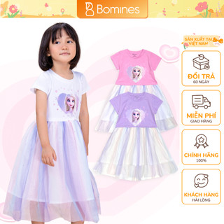 Váy bé gái công chúa Elsa BOMINES, Đầm công chúa dự tiệc sinh nhật cho bé gái 3- 10 tuổi, 12- 30kg DTNBGELSALUOI