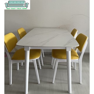 Bộ bàn ăn 4 ghế + bàn đá  ceramic( Freeship HCM Dĩ An BH )