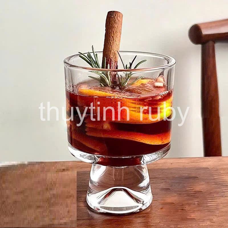 Ly thủy tinh có chân trụ 350ml, ly cocktail, ly pudding panna cotta, ly uống conag, ly cafe ly kem