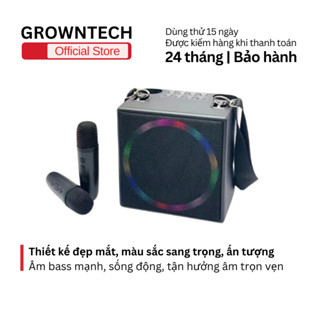 Loa karaoke bluetooth Partybox 101 GROWNTECH kèm 2 mic song ca, quai đeo tiện lợi, âm lớn đèn led