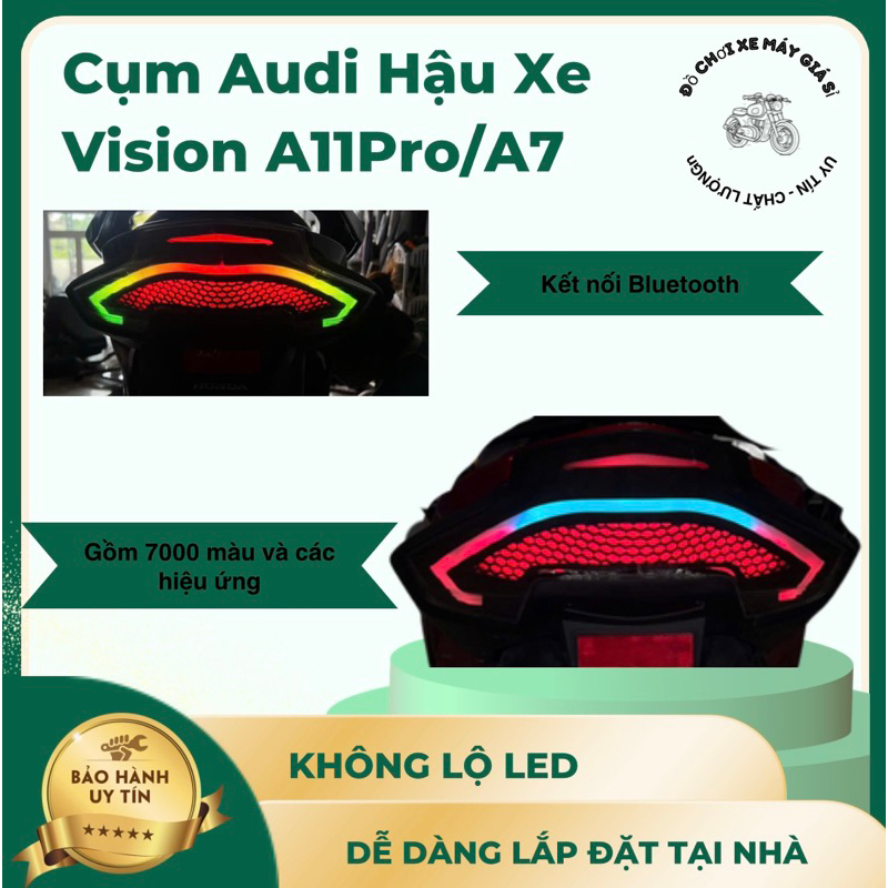 Cụm hậu Audi vision mẫu tổ ong led A7 pro lắp cho vision từ 2021-2025 lắp đặt để dàng