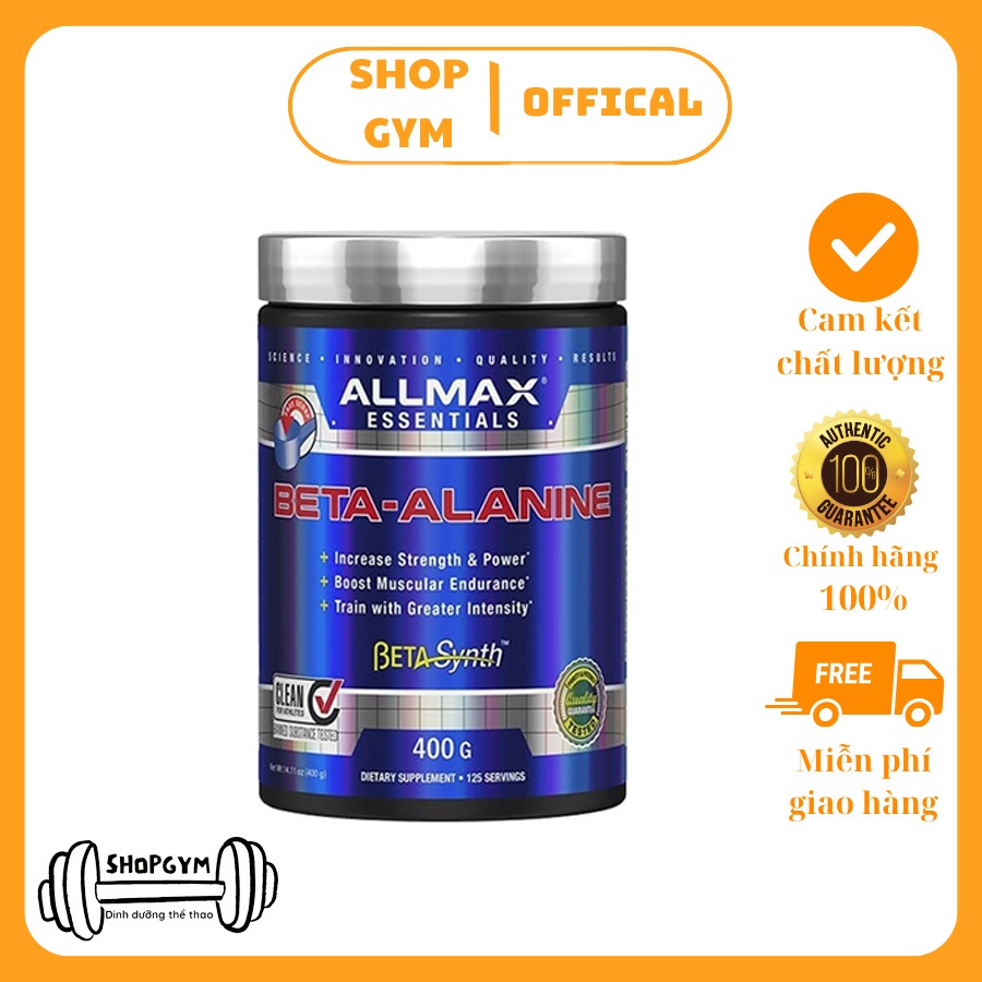 Bột Allmax Beta-Alanine, 400g - Hỗ trợ tăng cơ, cải thiện hiệu suất tập luyện