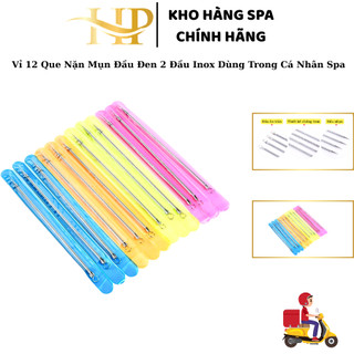   Giá Sỉ  Vỉ 12 Que Nặn Mụn Đầu Đen 2 Đầu Inox | Căy Nặn Mụn Dùng Trong Spa Cá Nhân Thẩm Mỹ 
