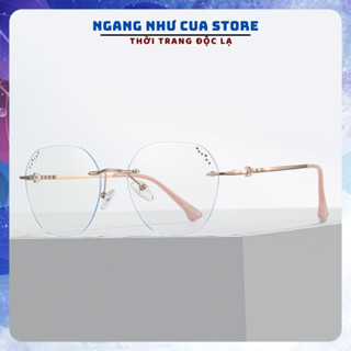 Gọng kính NNC cho nữ Xinh Xắn gọng Titan không viền mắt hình lục giác, thay tròng cận loạn