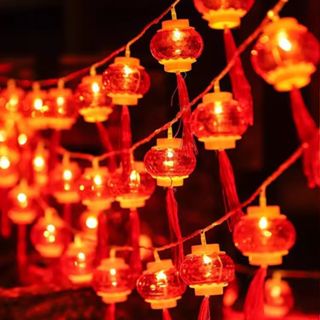 Dây đèn led lồng đèn đỏ nhựa giả pha lê trang trí lễ Tết 5m 20 đèn (cắm điện)