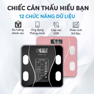 [Hàng Loại 1] Cân điện tử sức khoẻ đo chỉ số trên điện thoại, Cân điện đo 18 chỉ số kết nối Bluetooth