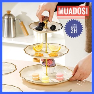 [Vuông/Tròn] Khay Đựng Trái Cây Bánh Kẹo Đĩa Đựng Hoa Quả Decor 3 Tầng Hình Tròn Hình Vuông Cao Cấp Sang Trọng