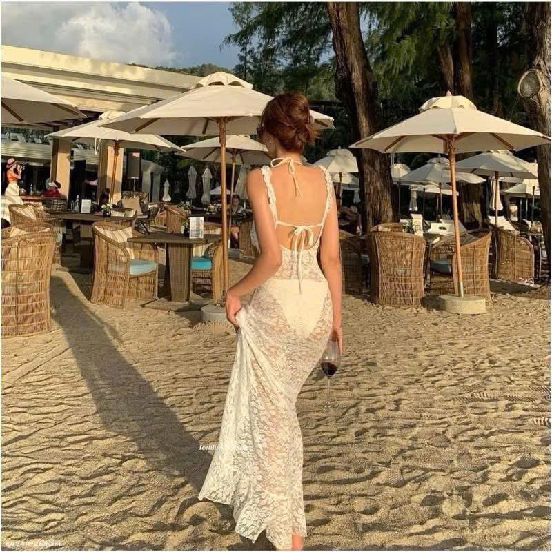 [ BKN 058 ]Set bikini ba món ĐẦM MIDI body ren trắng kèm bikini chanh sả HÀ BIKINI | BigBuy360 - bigbuy360.vn