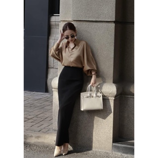 Chân váy bút chì dài 90cm cạp cao ôm eo tôn dáng xẻ tà sau công sở sang chảnh che khuyết điểm vải vitex mềm mịn-V8