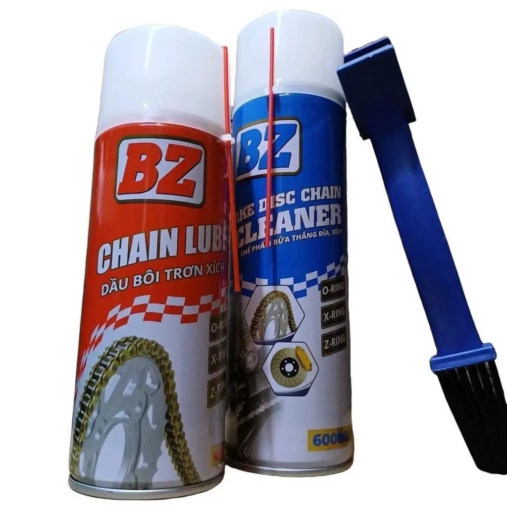 Combo Bộ vệ sinh sên BZ gồm Bôi trơn dưỡng sên BZ + Rửa sên BZ + Kèm bàn chải