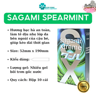 Bao cao su Sagami xtreme spearmint nhập khẩu Nhật Bản hương bạc hà hộp 3 chiếc, 10 chiếc