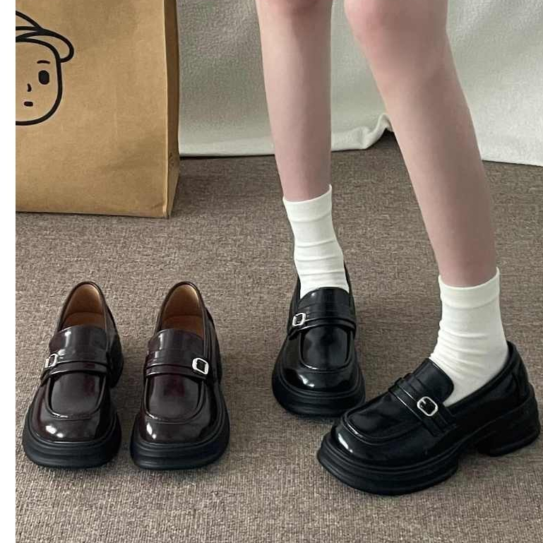 [CÓ SẴN] GIÀY OWXXFORD, GIÀY NỮ, Giày loafer khuy nhỏ đế cao 2 quai ngang máy gân xịn- form rộng lùi 1 size