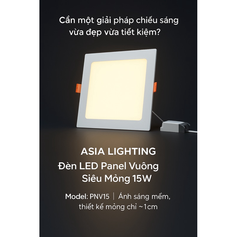 ĐÈN ÂM TRẦN PANEL VUÔNG SIÊU MỎNG 15W ASIA LIGHTING