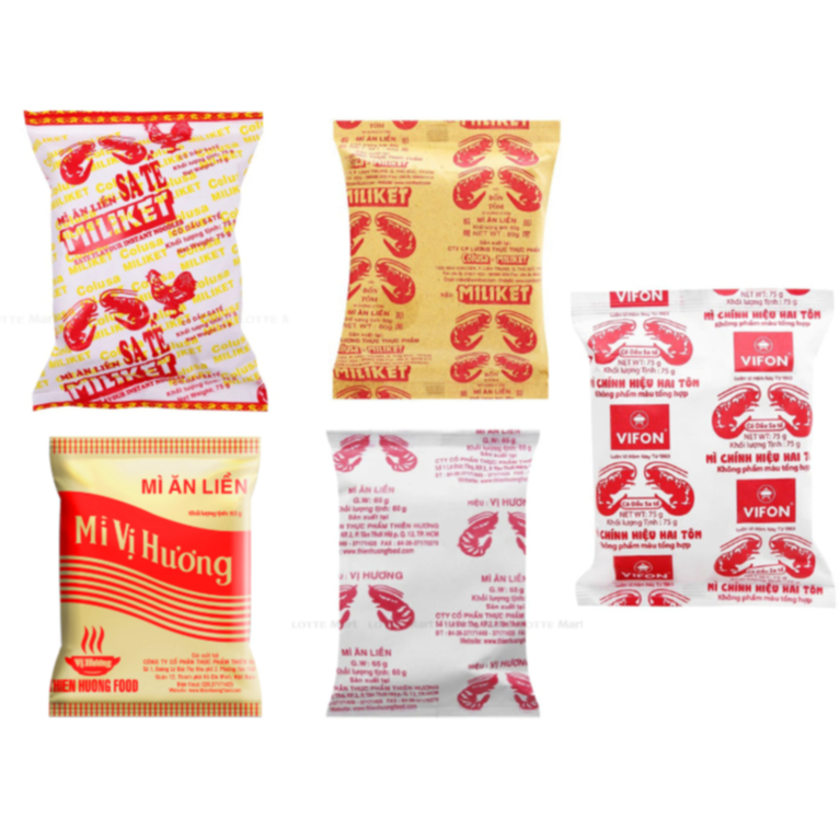 [ Gói Lẻ] Mì Giấy Các Loại Miliket, Mì Chính Hiệu 2 Tôm, Mì Giấy Vị Hương