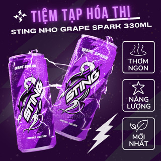 Thùng 24 Lon Nước Tăng Lực Sting Nho Grape Spark (330ml/lon) Sting Tím Năng Lượng