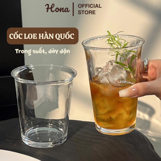 Ly thủy tinh miệng loe uống trà/cafe dung tích lớn 350ml - 480ml, phong cách đơn giản